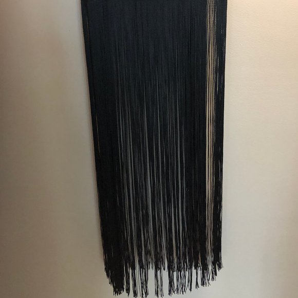 Dream Dance Stunning Maxi Black Floor Length Fringe Wrap Skirt - Picture 3 of 4